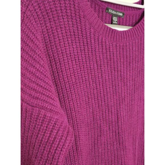 EILEEN FISHER Women's Recycled Cashmere Wool Sweater XS Jam Oversized Heavy - Picture 9 of 14
